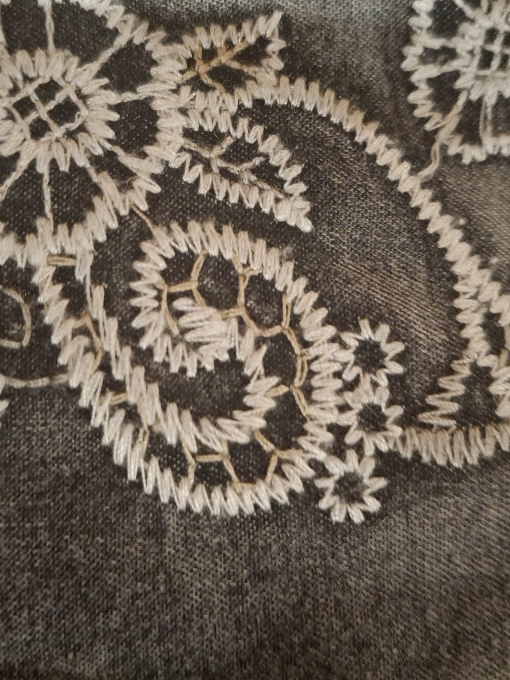 Embroidered Boho Slate Gray Peasant Dress - Picture 6 of 16